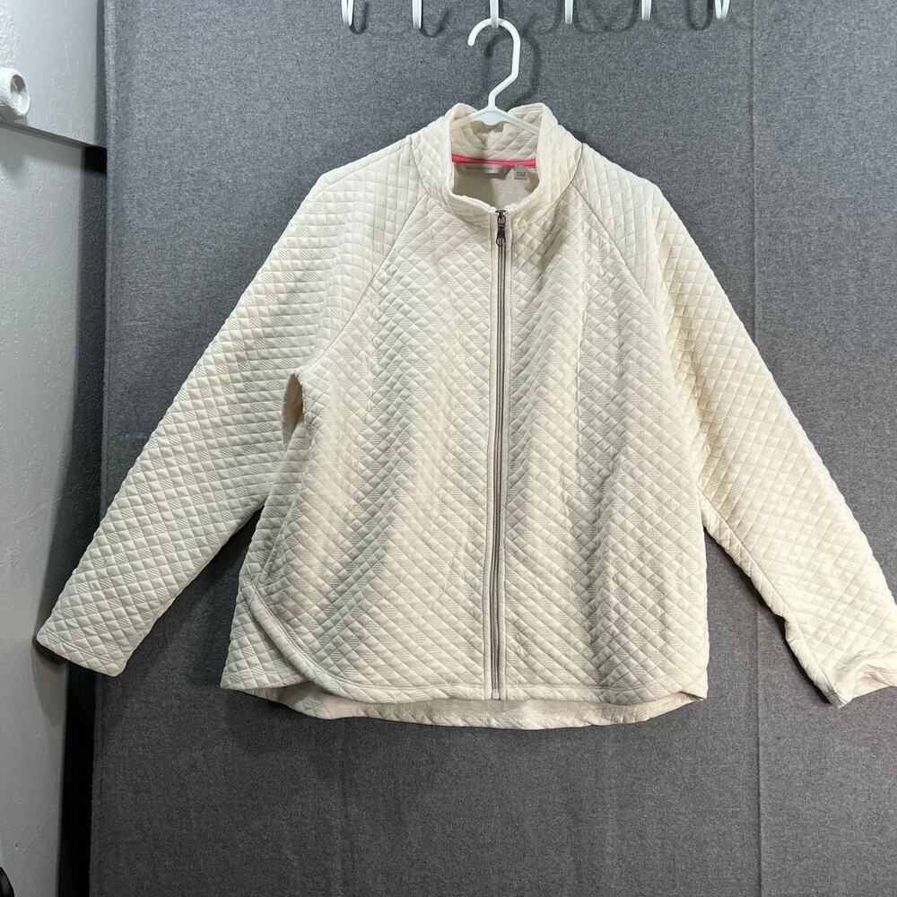 Isaac Mizrahi LIVE! Women Jacket Zip Up Ivory Size Large